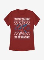 Marvel Spider-Man Amazing Christmas Pattern Womens T-Shirt