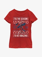 Marvel Spider-Man Amazing Christmas Pattern Youth Girls T-Shirt