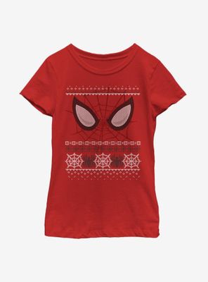 Marvel Spider-Man Christmas Pattern Eyes Youth Girls T-Shirt