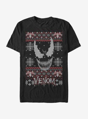 Marvel Venom Face Christmas Pattern T-Shirt