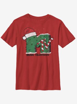 MTV Christmas Tree Snow Logo Youth T-Shirt