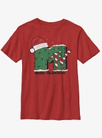 MTV Christmas Tree Snow Logo Youth T-Shirt
