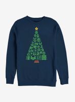 Nintendo Super Mario Christmas Tree Icons Sweatshirt