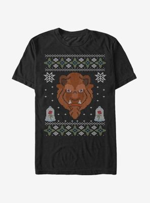 Disney Beauty And The Beast Christmas Pattern T-Shirt