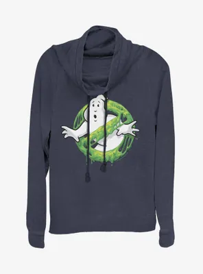 Ghostbusters Logo Green Slime Cowlneck Long-Sleeve Womens Top