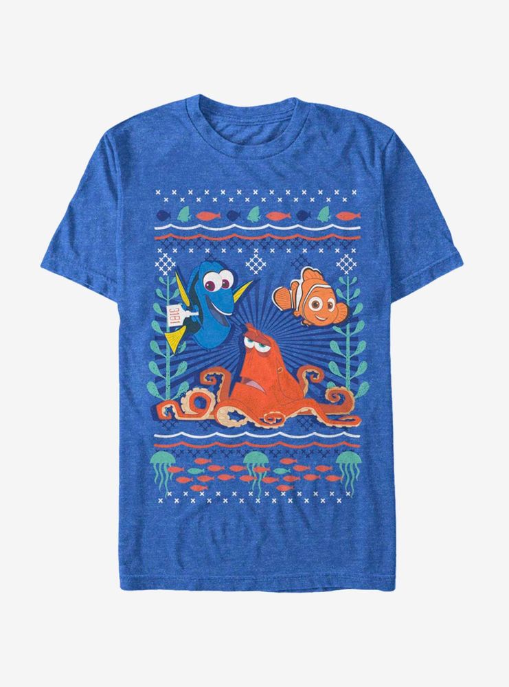 Disney Pixar Finding Nemo Sea Christmas Pattern T-Shirt