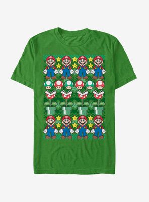 Nintendo Super Mario Christmas Pattern T-Shirt