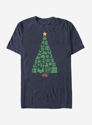Nintendo Super Mario Christmas Tree Icons T-Shirt