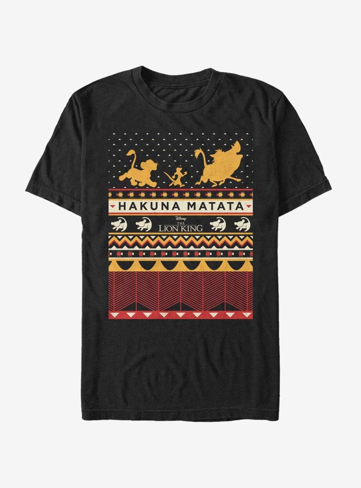 Disney The Lion King Hakuna Matata Christmas Pattern T-Shirt