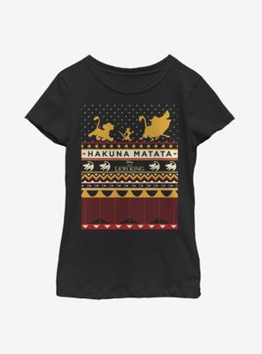 Disney The Lion King Hakuna Matata Christmas Pattern Youth Girls T-Shirt