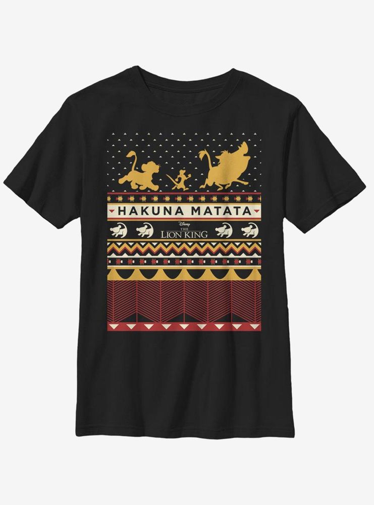 Disney The Lion King Hakuna Matata Christmas Pattern Youth T-Shirt