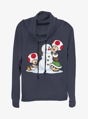 Nintendo Super Mario Frosty Toad Cowlneck Long-Sleeve Womens Top