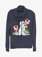 Nintendo Super Mario Frosty Toad Cowlneck Long-Sleeve Womens Top