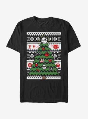 Star Wars Galactic Tree Christmas Pattern T-Shirt