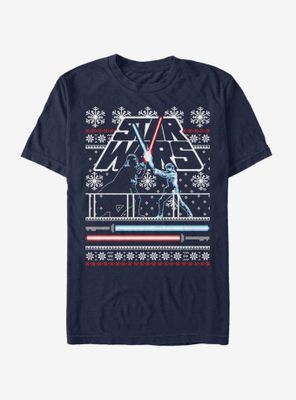 Star Wars Holiday Face Off Christmas Pattern T-Shirt