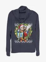 Nintendo Super Mario Wreath 3D Cowlneck Long-Sleeve Womens Top