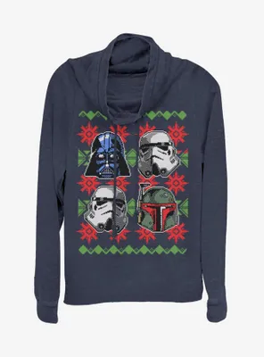 Star Wars Holiday Faces Cowlneck Long-Sleeve Womens Top