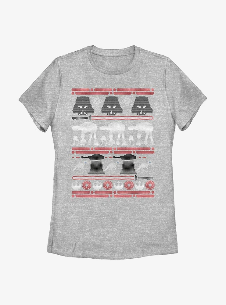Star Wars Hoth Battle Christmas Pattern Womens T-Shirt