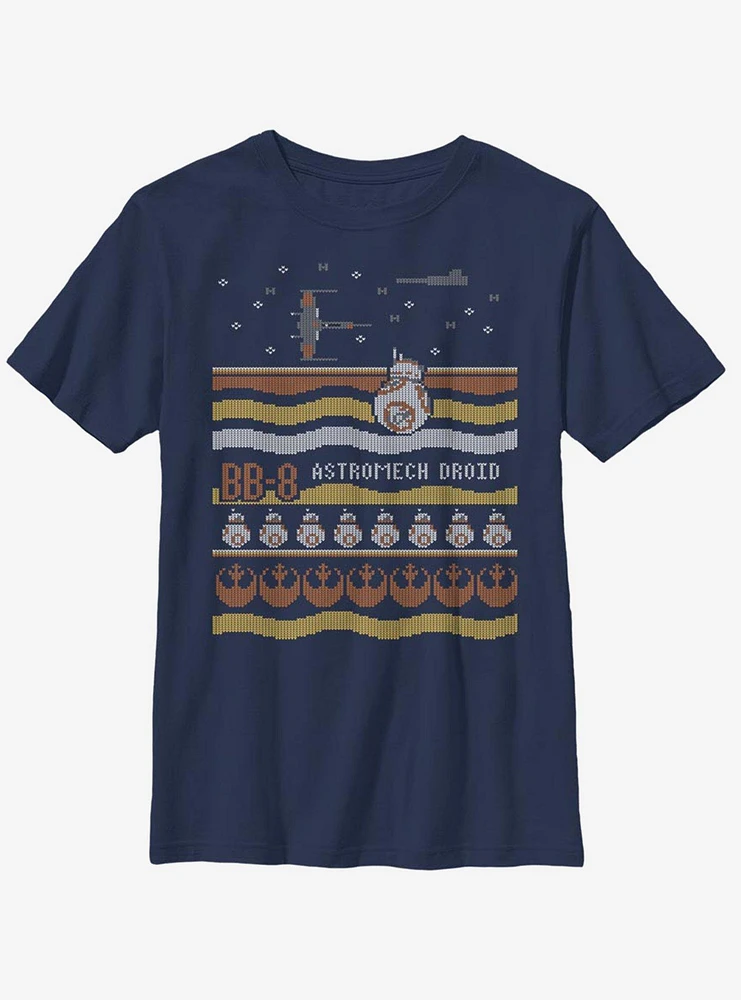 Star Wars Episode VII The Force Awakens Astromech Christmas Pattern Youth T-Shirt