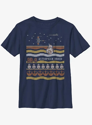 Star Wars Episode VII The Force Awakens Astromech Christmas Pattern Youth T-Shirt