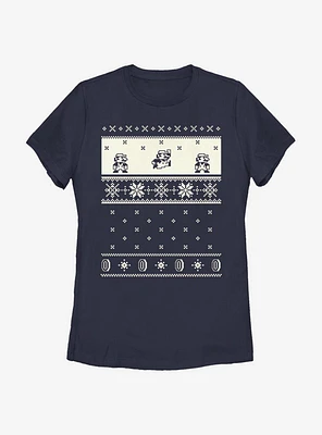 Nintendo Super Mario Pixel Retro Christmas Pattern Womens T-Shirt
