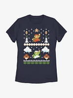 Nintendo Super Mario Retro Adventure Christmas Pattern Womens T-Shirt