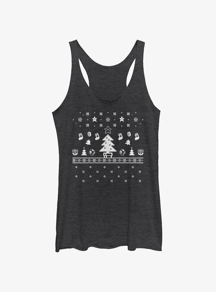Nintendo Super Mario White Christmas Womens Tank Top