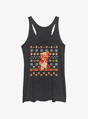 Nintendo Super Mario Retro Jump Christmas Pattern Womens Tank Top