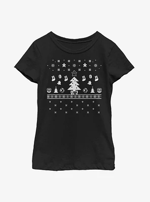 Nintendo Super Mario White Christmas Youth Girls T-Shirt