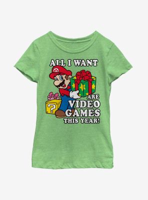 Nintendo Super Mario Give Video Games Youth Girls T-Shirt