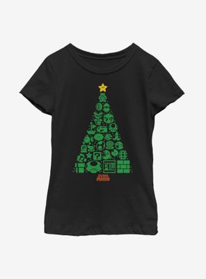 Nintendo Super Mario Christmas Tree Icons Youth Girls T-Shirt