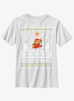 Nintendo Super Mario Jump Christmas Pattern Youth T-Shirt