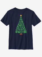 Nintendo Super Mario Christmas Tree Icons Youth T-Shirt