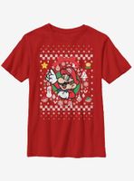 Nintendo Super Mario Wreath Christmas Pattern Youth T-Shirt