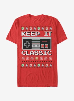 Nintendo Classic Controller Christmas Pattern T-Shirt