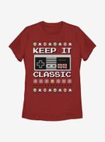 Nintendo Classic Controller Christmas Pattern Womens T-Shirt