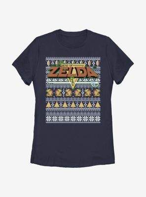 Nintendo The Legend Of Zelda Pixel Christmas Pattern Womens T-Shirt