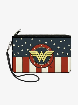 DC Comics Wonder Woman Logo Americana Wallet Canvas Zip Clutch