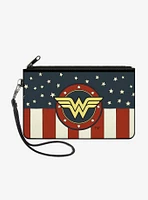 DC Comics Wonder Woman Logo Americana Wallet Canvas Zip Clutch