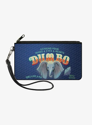 Disney Dumbo Face Feather Astound Your Mind Eyes Hearts Circus Sign Wallet Canvas Zip Clutch