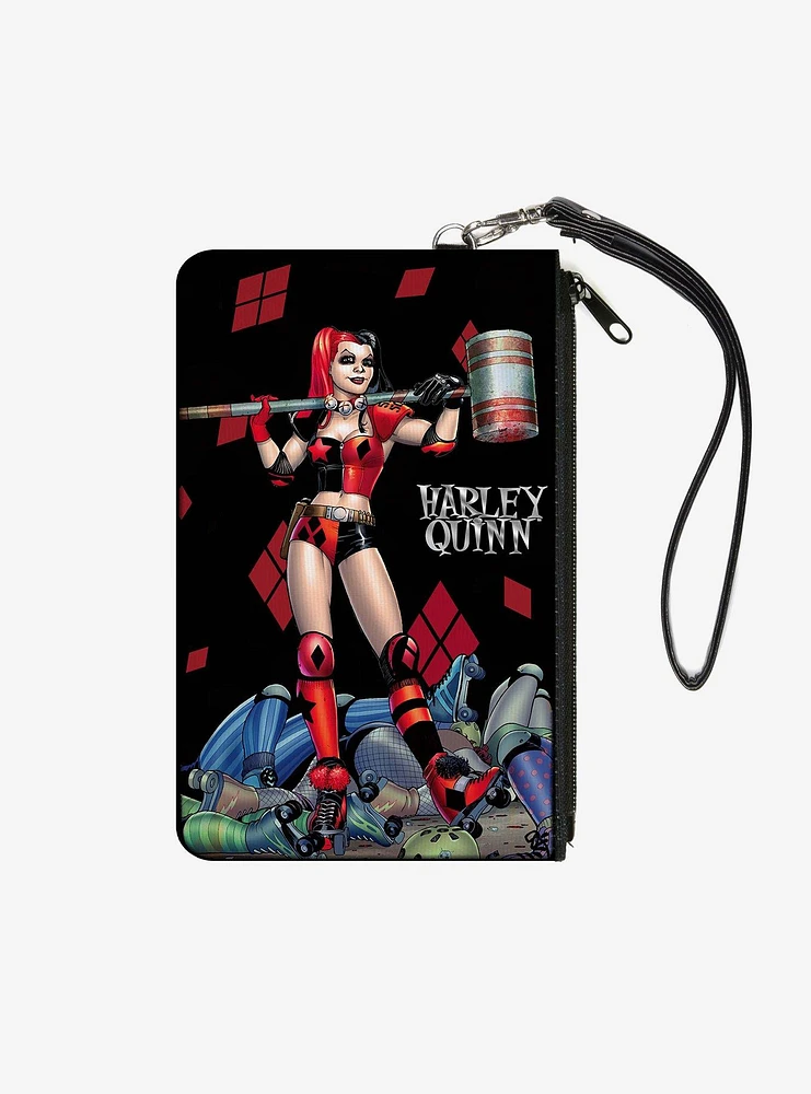 DC Comics Harley Quinn Issue 1 Roller Derby Hammer Cover Pose Wallet Canvas Zip Clutch