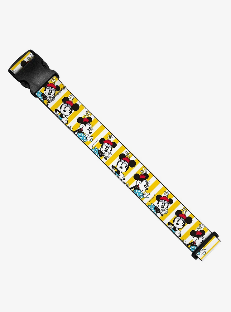 Disney Minnie Mouse Hat Poses Stripe Yellow White Luggage Strap