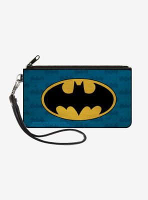 DC Comics Batman Signal Bat Monogram Distressed Wallet Canvas Zip Clutch