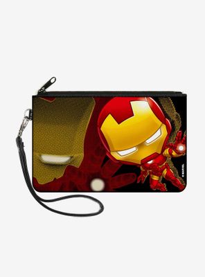 Marvel Chibi Iron Man Repulsor Pose Wallet Canvas Zip Clutch