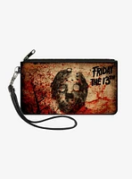 Friday The 13th Jason Mask Trees Blood Splatter Wallet Canvas Zip Clutch