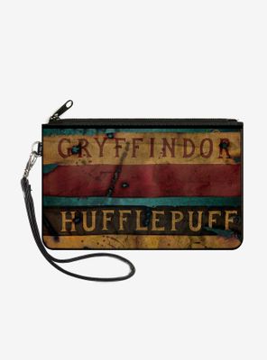 Harry Potter Gryffindor Hufflepuff Burnt Banners Wallet Canvas Zip Clutch