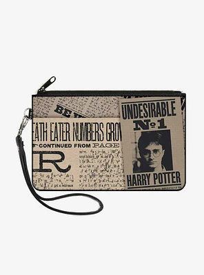 Harry Potter Newspaper Headlines Undesirable No 1 Wallet Canvas Zip Clutch