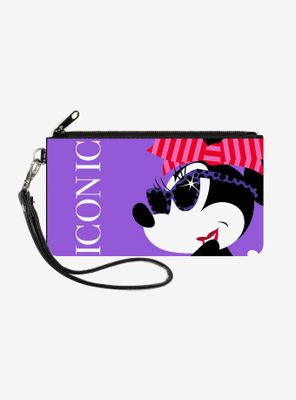 Disney Iconic Hollywood Minnie Mouse Over Shoulder Pose Wallet Canvas Zip Clutch