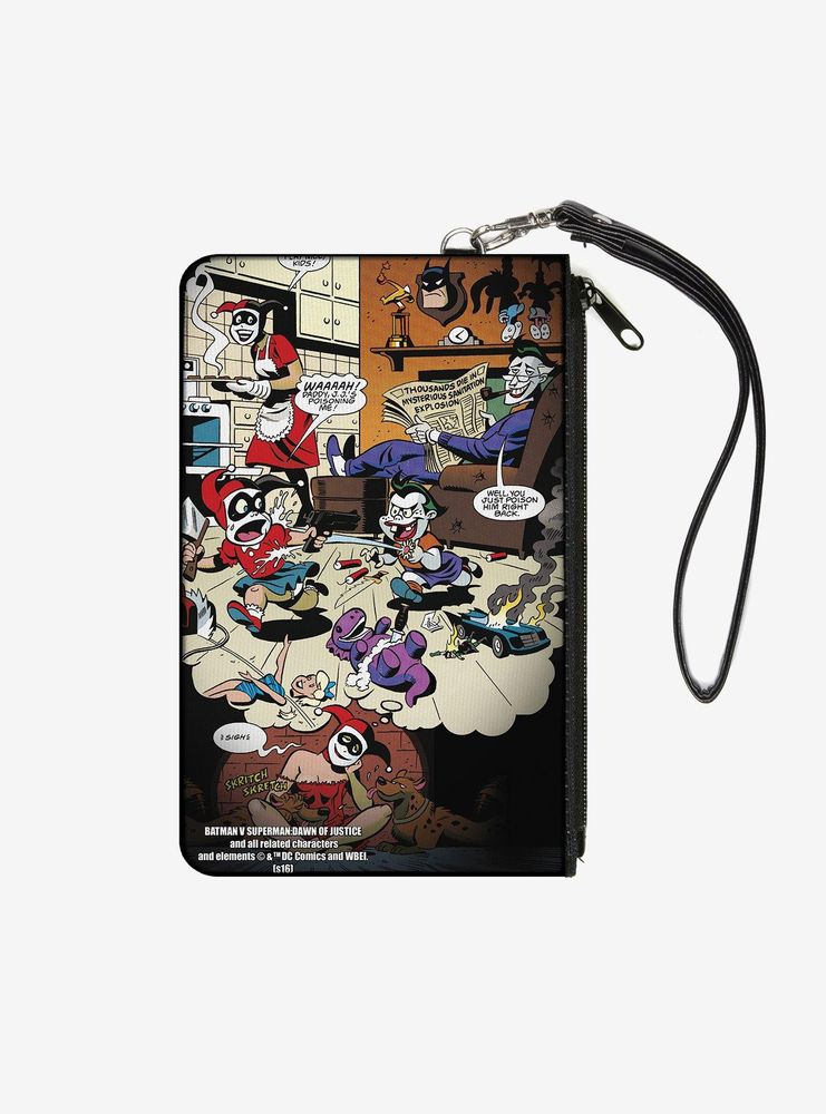 DC Comics Mad Love Harley Quinn Family Life Dreaming Scene Joker Kids Wallet Canvas Zip Clutch