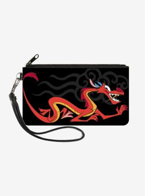 Disney Mulan Mushu Dragon Pose Fire Icon Wallet Canvas Zip Clutch